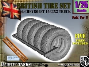 1-25 Chevy LRDG Tire Set1 in Tan Fine Detail Plastic