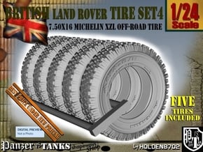 1-24 Land Rover 750x16 Tire Set4 in Smooth Fine Detail Plastic