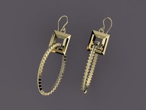 Windows Earrings in Polished Brass (Interlocking Parts)