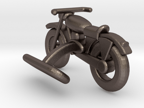Motorcycle Cufflink in Polished Bronzed Silver Steel