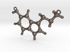 Pendant Serotonin Molecule Model in Polished Bronzed Silver Steel