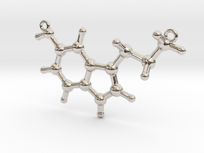 Pendant Serotonin Molecule Model in Rhodium Plated Brass