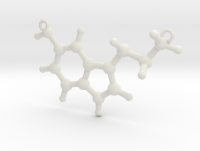 Pendant Serotonin Molecule Model in White Natural Versatile Plastic