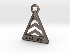 Saab Viggen Badge Keychain in Polished Bronzed Silver Steel