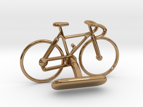 Racing Bicycle Cufflink in Polished Brass