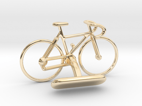 Racing Bicycle Cufflink in 14k Gold Plated Brass