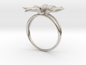 Edelweiss ring  in Rhodium Plated Brass: 5 / 49