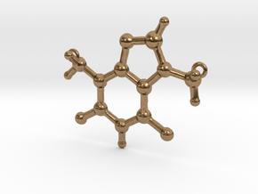 Pendant Theobromine Molecule Model in Natural Brass