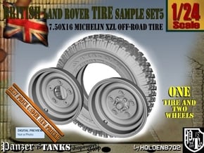 1-24 Land Rover 750x16 Tire And Wheels Sample Set5 in Tan Fine Detail Plastic