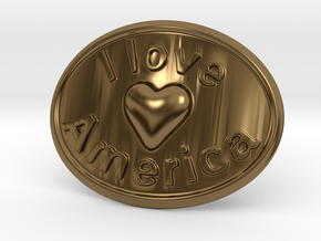 I Love America Belt Buckle in Polished Bronze
