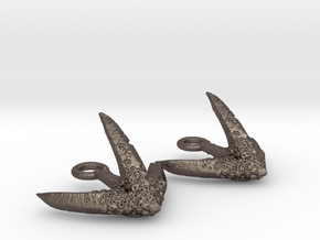 Anchor Octopus texture Earrings in Polished Bronzed Silver Steel