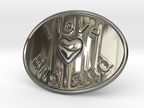 I Love England Belt Buckle in Fine Detail Polished Silver