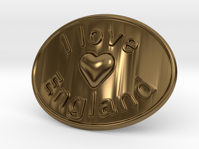 I Love England Belt Buckle in Polished Bronze