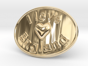 I Love England Belt Buckle in 14K Yellow Gold