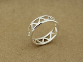 Corrugated Ring  in Polished Silver: 5 / 49