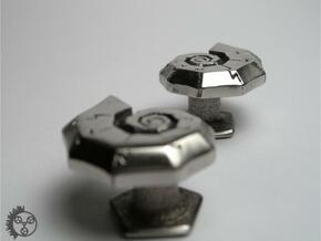 Jigsaw Nautilus Cufflinks in Polished Bronzed Silver Steel