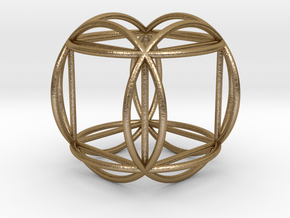 Hexasphere w/nested Hexahedron 1.8" (no bale) in Polished Gold Steel