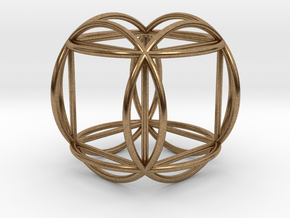 Hexasphere w/nested Hexahedron 1.8" (no bale) in Natural Brass