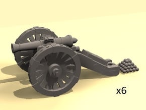  1/220 Prussian Dieskau M1754 6-pdr cannon (6) in Tan Fine Detail Plastic