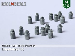 16 Milchkannen (N 1:160) in Tan Fine Detail Plastic