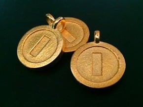 Mario Coin Pendant/Keychain in Polished Gold Steel