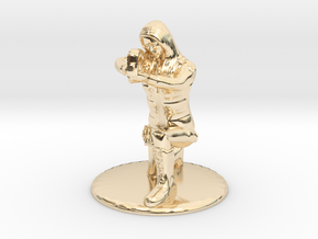 SG Female Soldier Crouched 35 mm new in 14k Gold Plated Brass