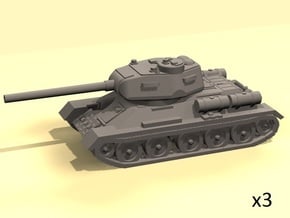 1/100 T-34-85 tank (low detail) in White Processed Versatile Plastic