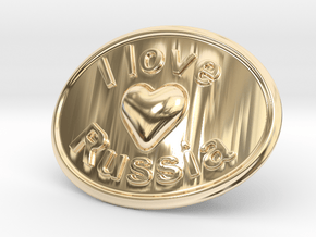 I Love Russia Belt Buckle in 14k Gold Plated Brass