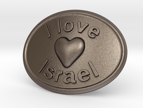 I Love Israel Belt Buckle in Polished Bronzed Silver Steel