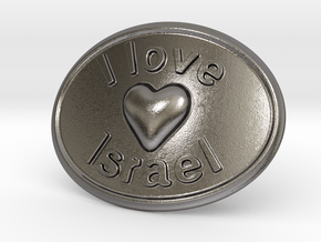 I Love Israel Belt Buckle in Polished Nickel Steel