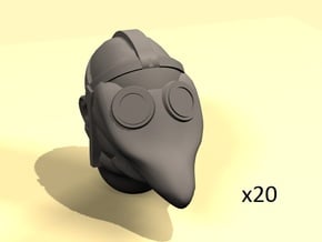 28mm Primitive gas mask bold heads (20) in Tan Fine Detail Plastic