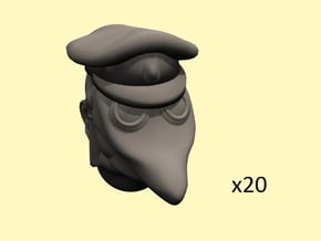 28mm WW1 Russian primitive gasmask heads (20) in Tan Fine Detail Plastic