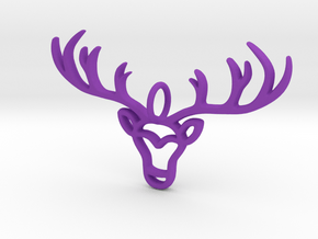 Deer Pendant in Purple Processed Versatile Plastic