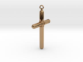Wood-look Cross in Polished Brass