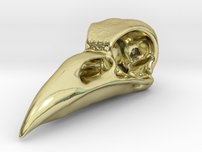 Mystic Raven Skull - silver in 18k Gold Plated Brass: Medium