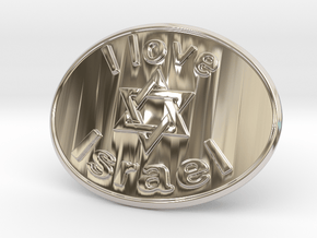 I Love Israel Belt Buckle David Star in Platinum