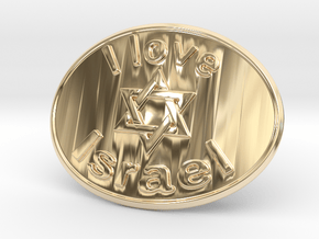 I Love Israel Belt Buckle David Star in 14k Gold Plated Brass
