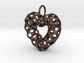 Mesh Heart  Pendant in Steel in Polished Bronze Steel