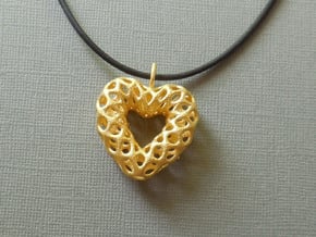 Mesh Heart  Pendant in Steel in Polished Gold Steel