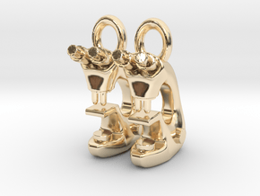 Microscope Earrings  in 14k Gold Plated Brass
