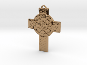 Celtic Cross Shield in Polished Brass: Medium