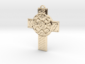 Celtic Cross Shield in 14k Gold Plated Brass: Medium