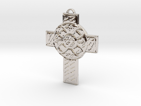 Celtic Cross Shield in Rhodium Plated Brass: Medium