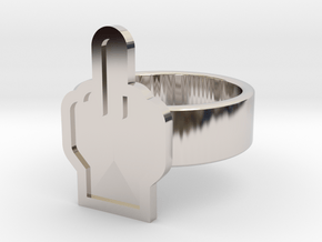 Middle Finger Ring in Rhodium Plated Brass: 8 / 56.75