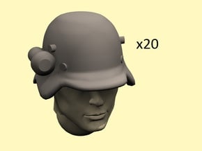 28mm early German helmets with flashlight in Smoothest Fine Detail Plastic