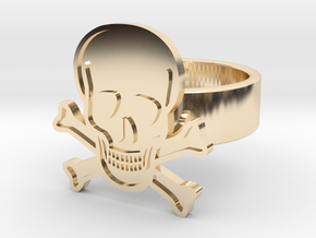 Skull & Crossbones Ring in 14k Gold Plated Brass: 8 / 56.75