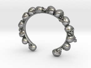 Human Skull Bracelet  in Natural Silver