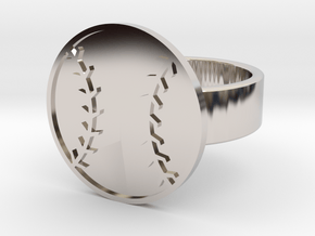Baseball Ring in Rhodium Plated Brass: 10 / 61.5