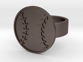 Baseball Ring in Polished Bronzed Silver Steel: 8 / 56.75