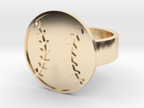 Baseball Ring in 14k Gold Plated Brass: 8 / 56.75